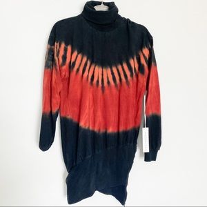 NWT YOUNG FABULOUS AND BROKE Asymmetrical Tie Dye Turtleneck Sweater Dress XS
